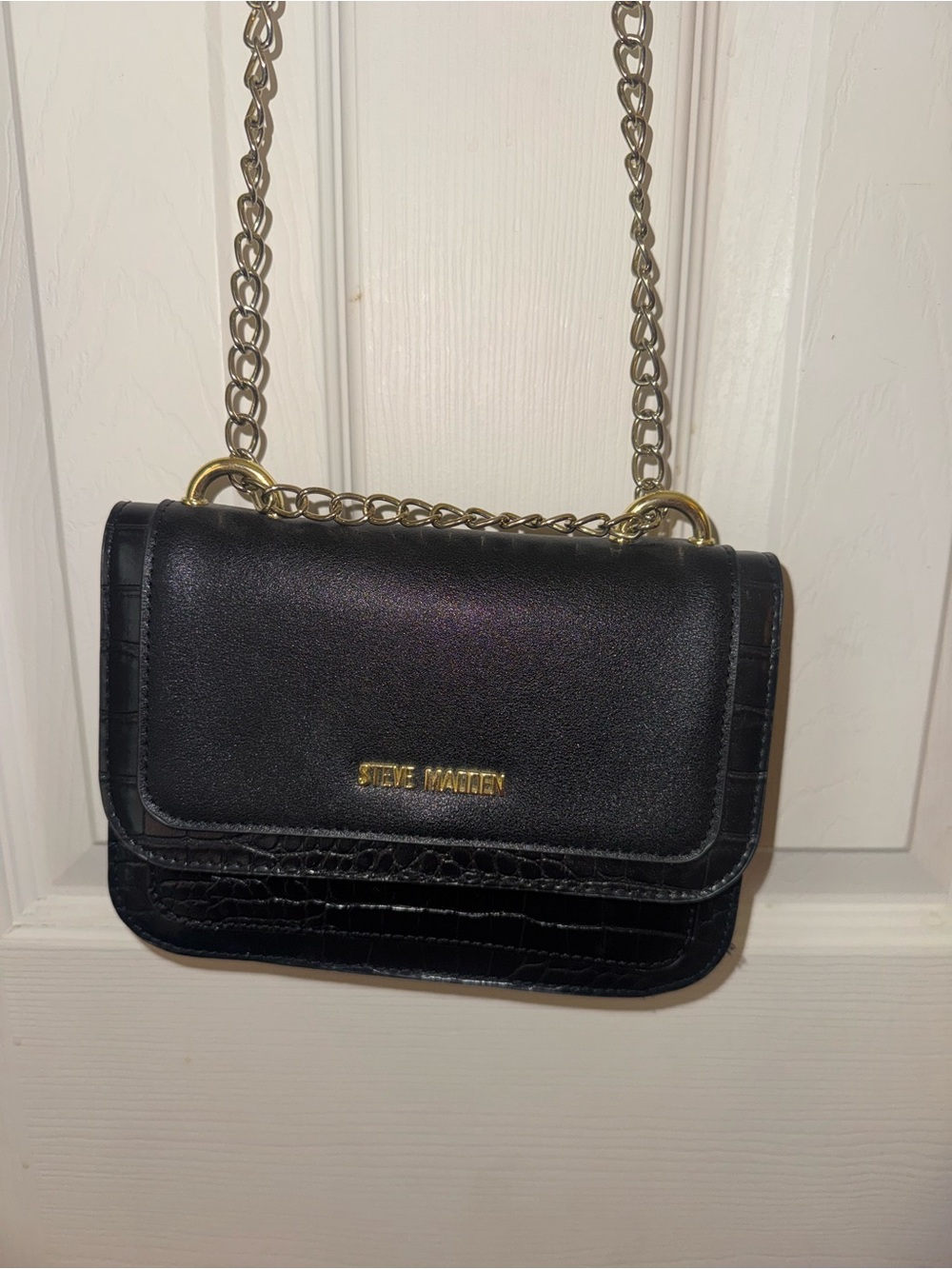 Steve Madden Black Crossbody with Gold Chain Strap